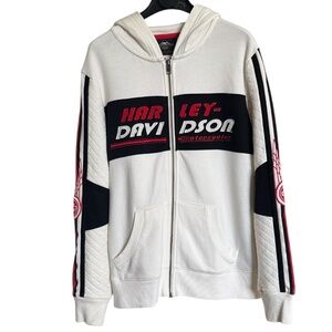 HARLEY-DAVIDSON Jacquard Hoodie Quilted Motorcycle Riding Jacket Women's Medium